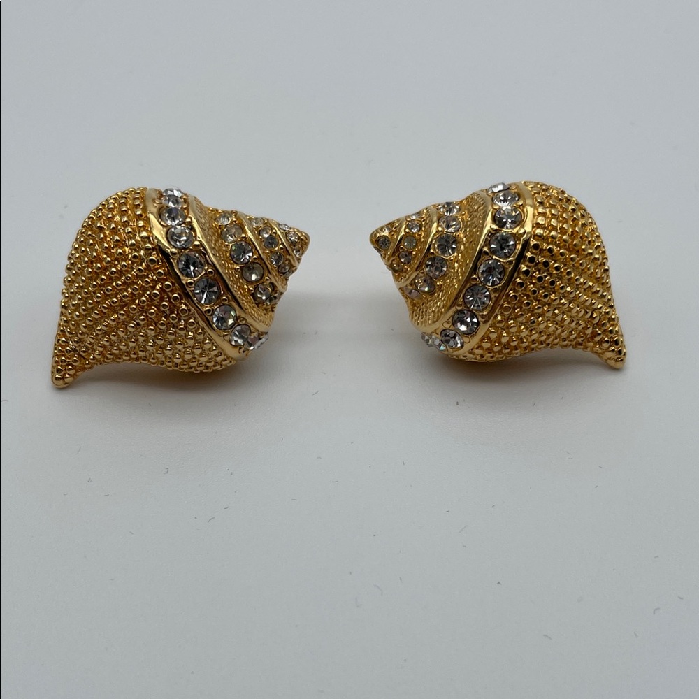 Kenneth Jay Lane Gold And Silver Shell Earrings - image 1